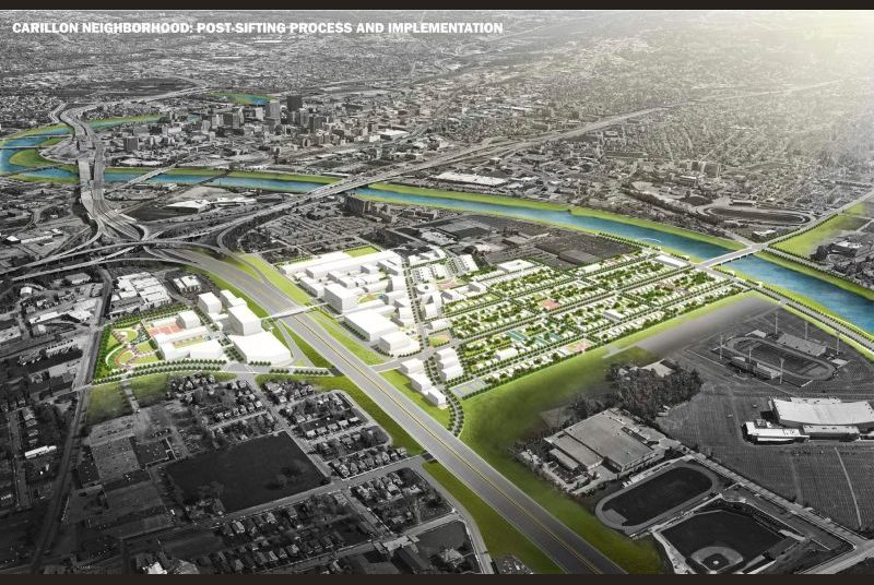 Presentation slide depicting Carillon neighborhood: post-sifting process and implementation